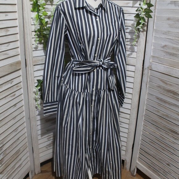 Free Assembly Belted Cotton Maxi Shirtdress With Long Sleeves - Picture 5 of 13